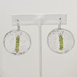 Silpada Rare Sterling Silver Peridot Bead Round Disk French Wire Earrings W1312